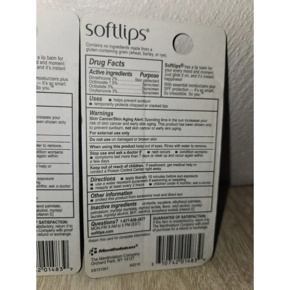 Lot of‎ (3) Softlips Vanilla & Watermelon packs of 2~ BNIP